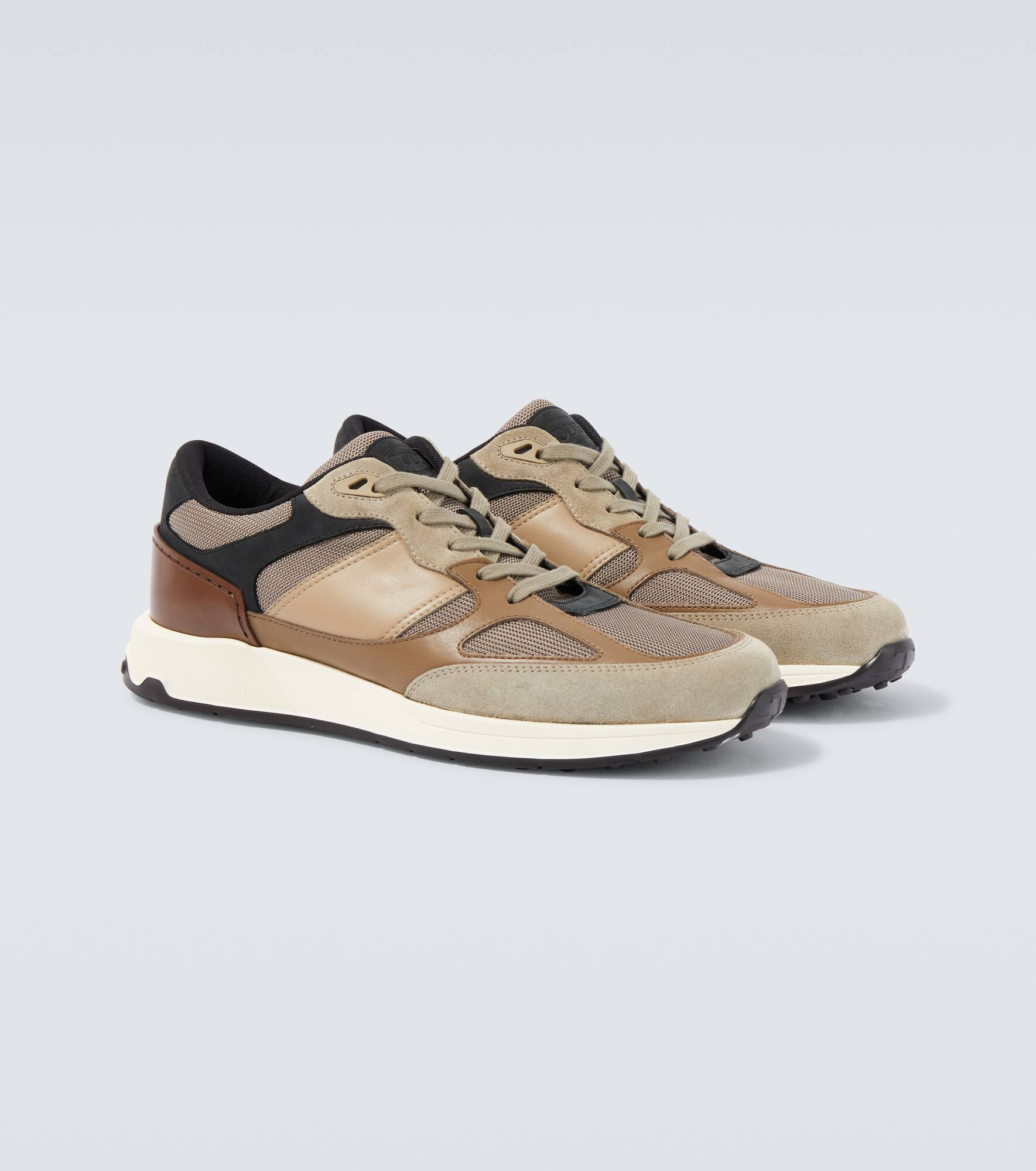 Leather and suede-trimmed sneakers - 5
