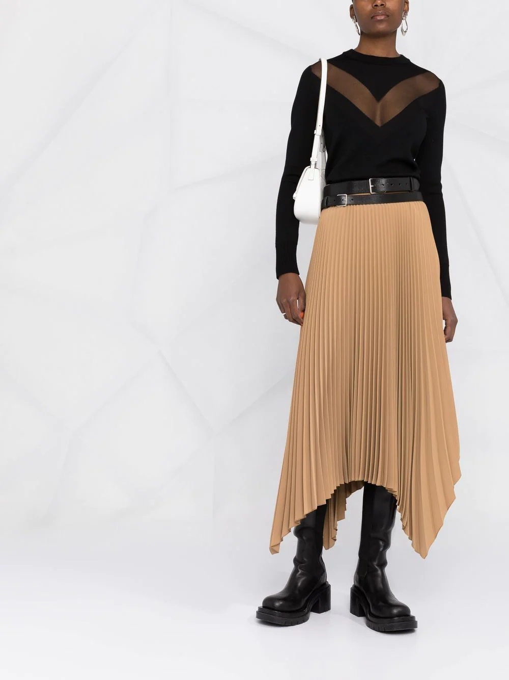 sheer panel crew-neck jumper - 2