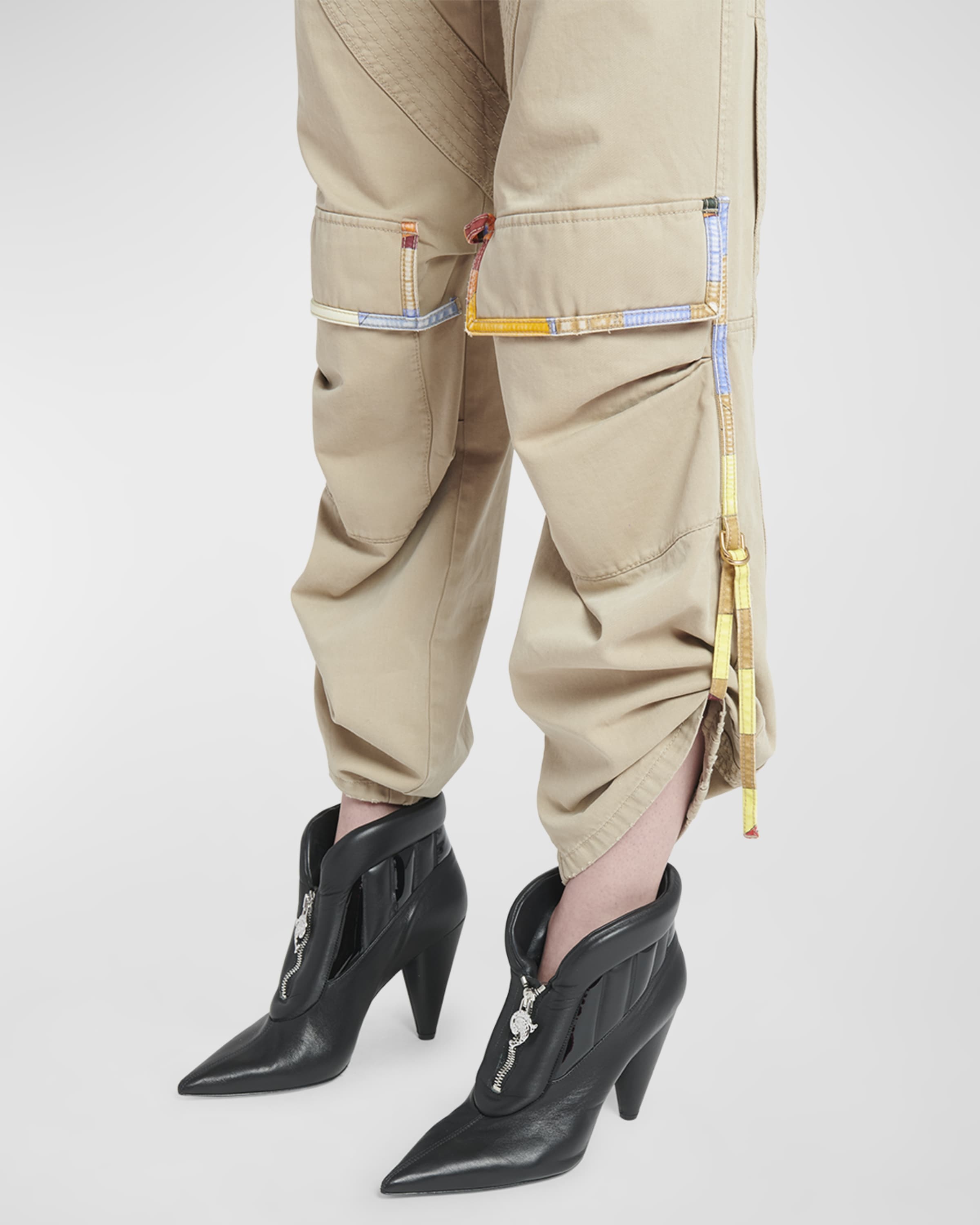 High-Rise Roll-Hem Straight-Leg Cargo Trousers - 6
