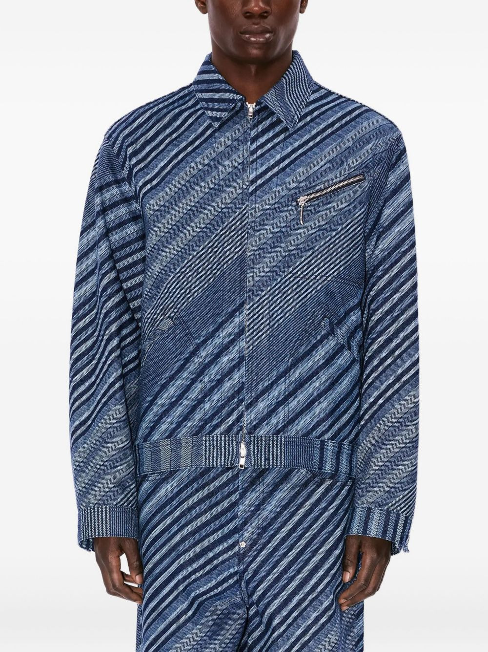 DIAGONAL STRIPE COTTON JACKET - 2