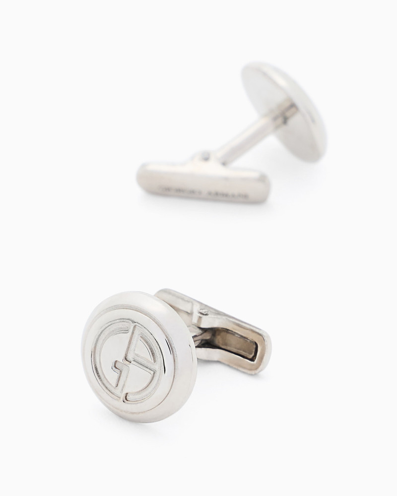 GIORGIO ARMANI Silver cufflinks with logo outlook