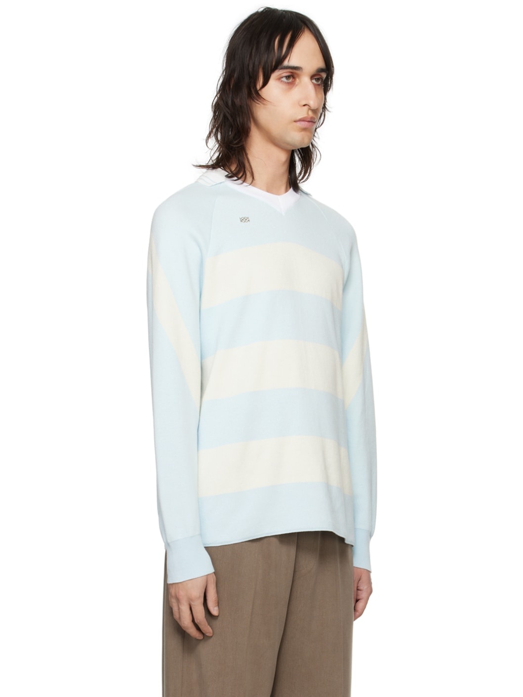 Blue & White Striped Polo - 2