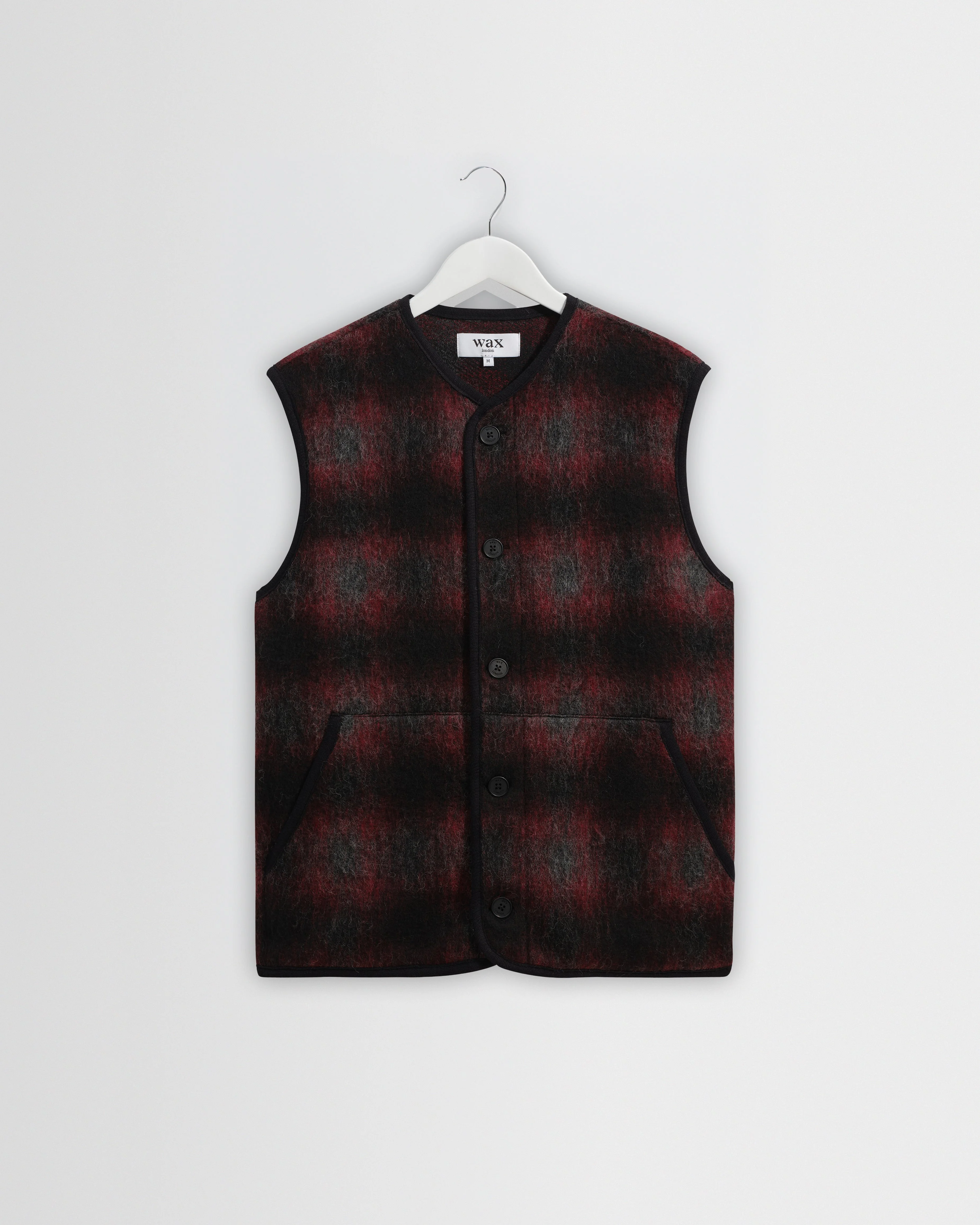 Gower - Red And Black Check Wool Gilet - 1