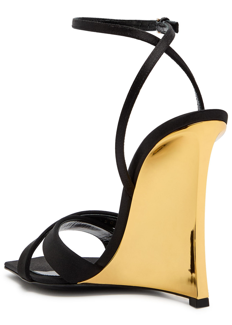 Saint Laurent Lucienne 110 Crepe Satin Wedge Sandals - 2