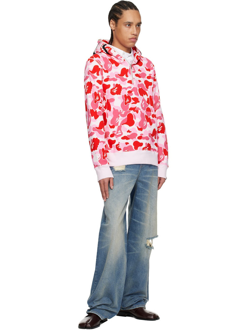 A BATHING APE® Pink ABC Camo Shark Half Zip Hoodie outlook