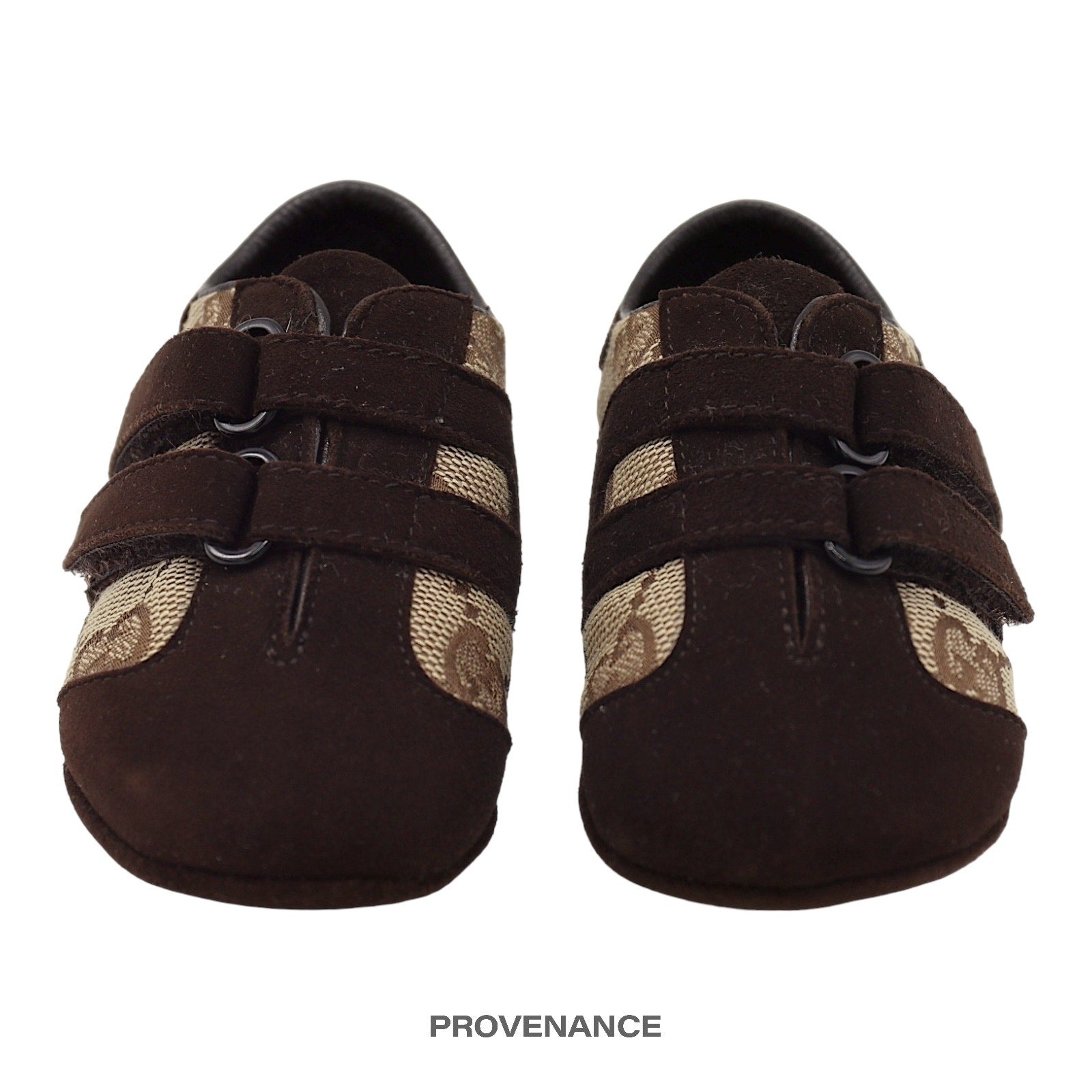 Gucci GG Canvas Suede Velcro Runner Infant - Brown - 5