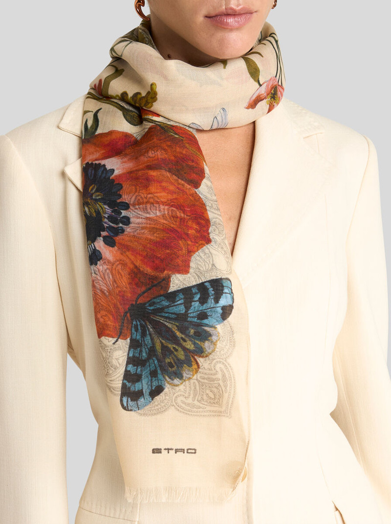 Etro SILK SCARF WITH FLORA AND FAUNA MOTIF outlook