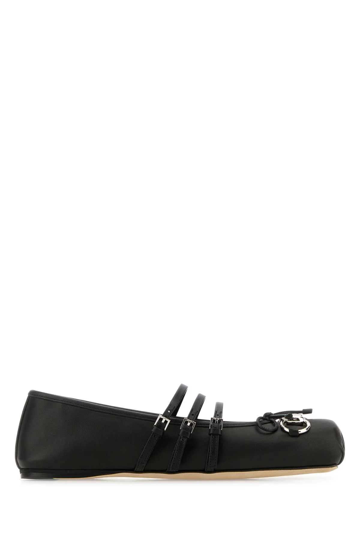 Gucci Women Black Leather Ballerinas - 1