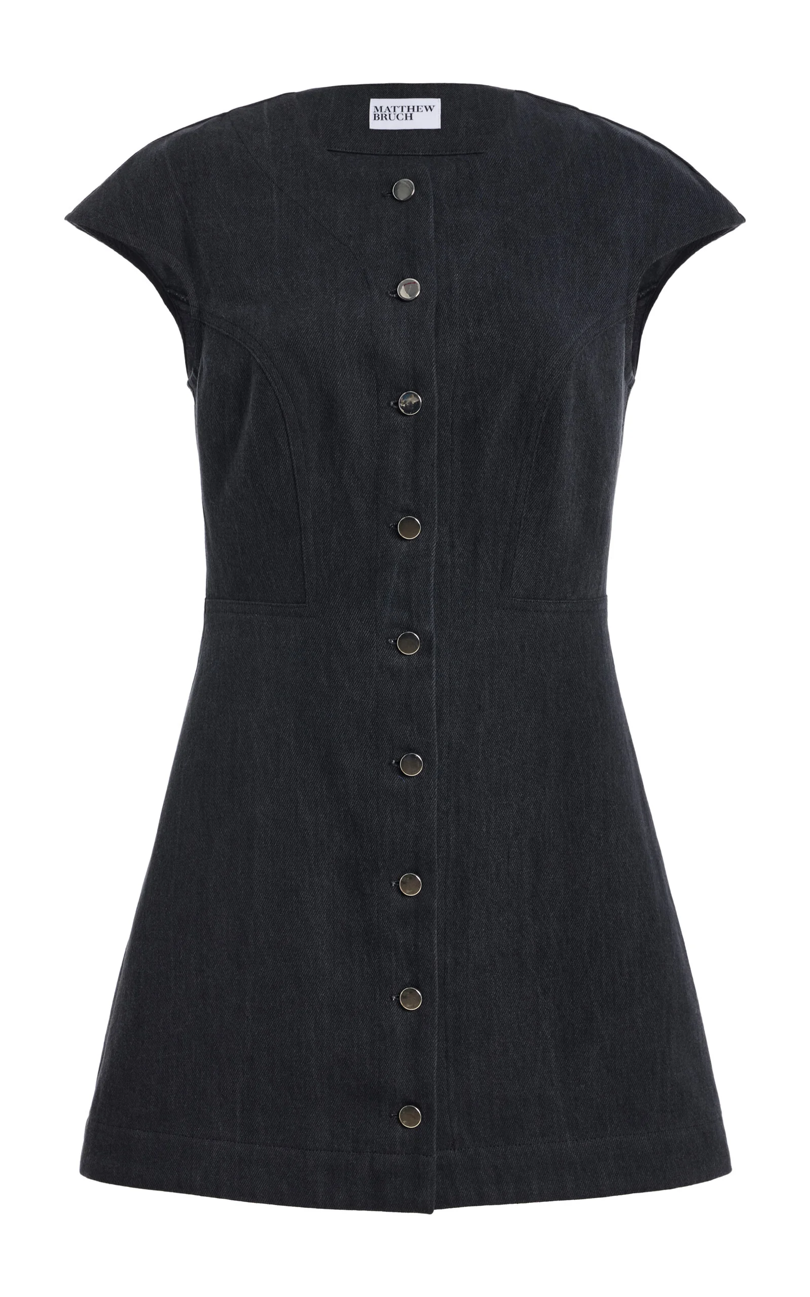 Cap Sleeve Denim Mini Dress - 1