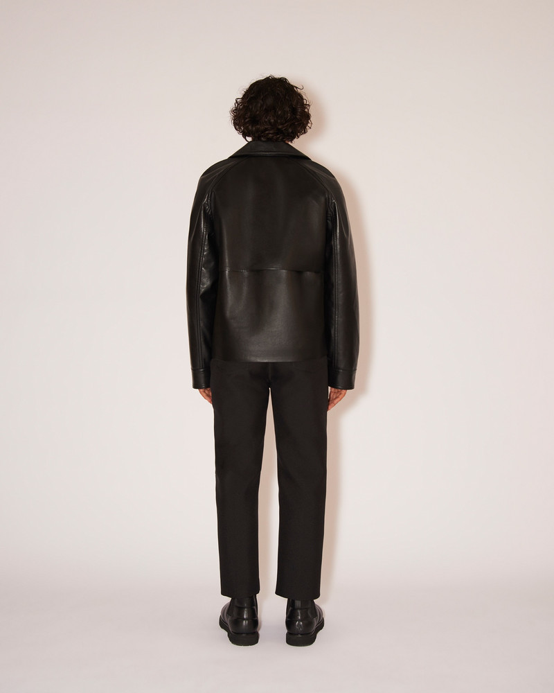 JUHA - Regenerated leather double breasted jacket - Black 4