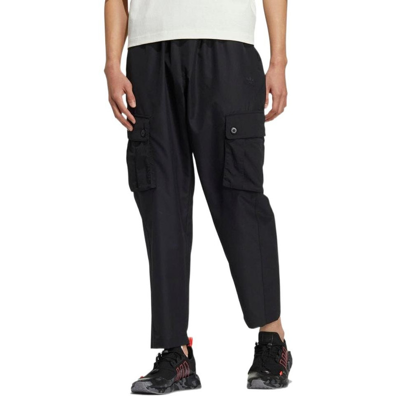 adidas Men's adidas originals Solid Color Big Pocket Cargo Casual Pants/Trousers Black HU1155 outlook