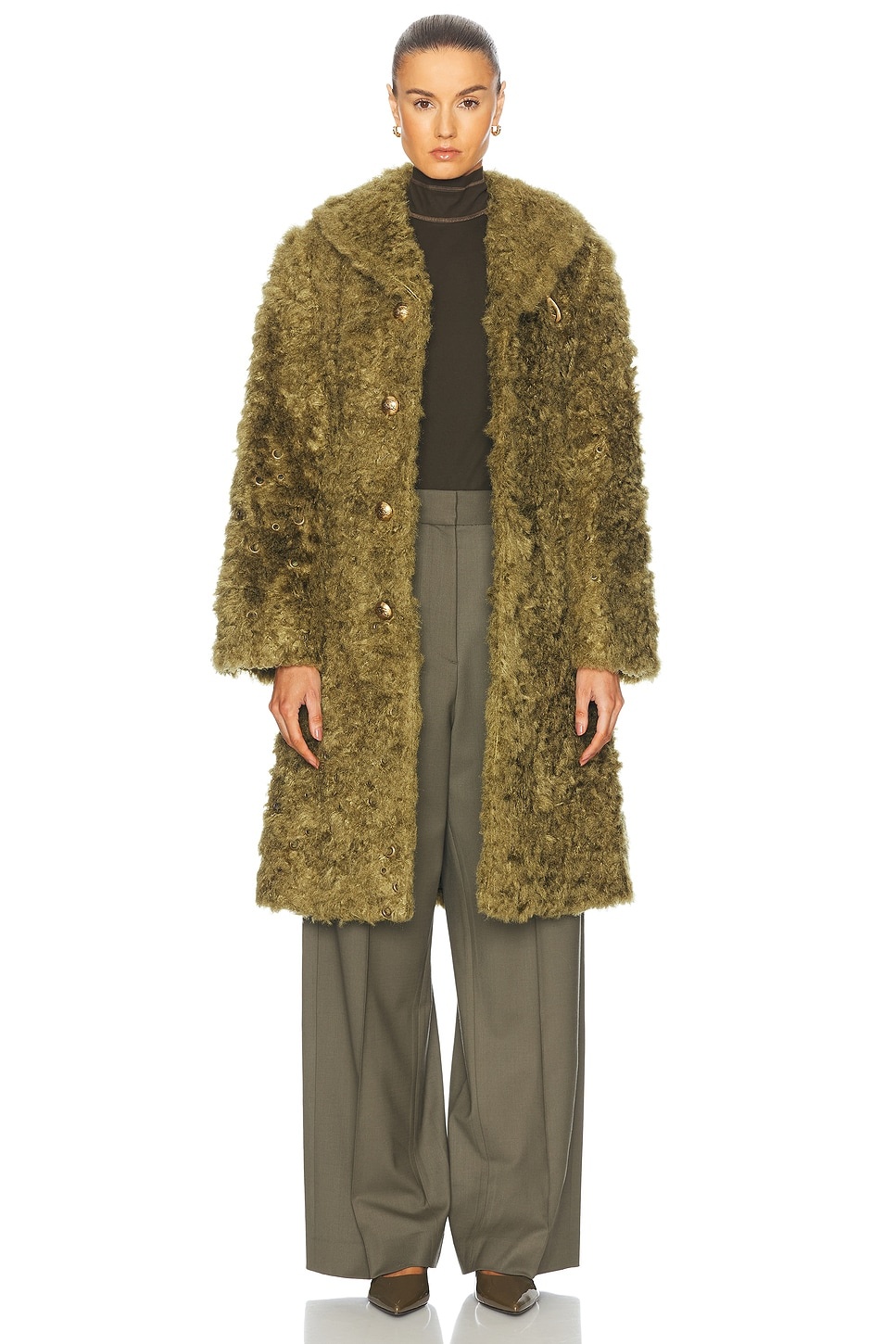 Button Front Long Coat - 2