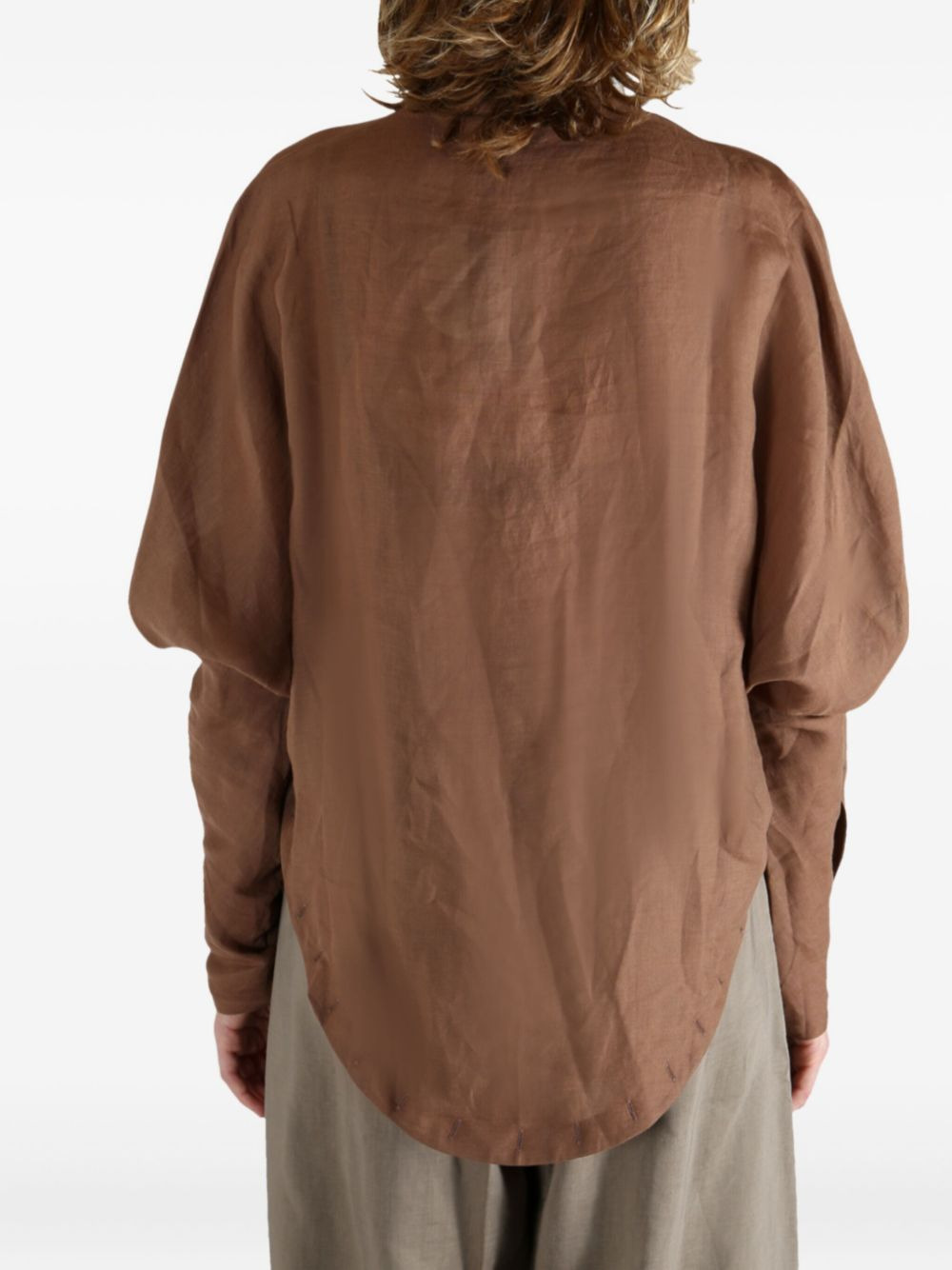 button-detailed curved-hem shirt - 5