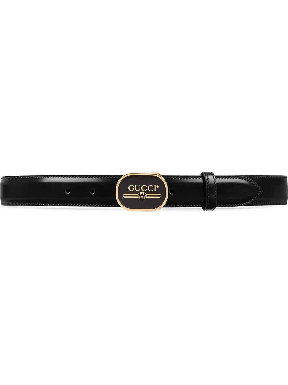 Leather belt with Gucci Print buckle - 1