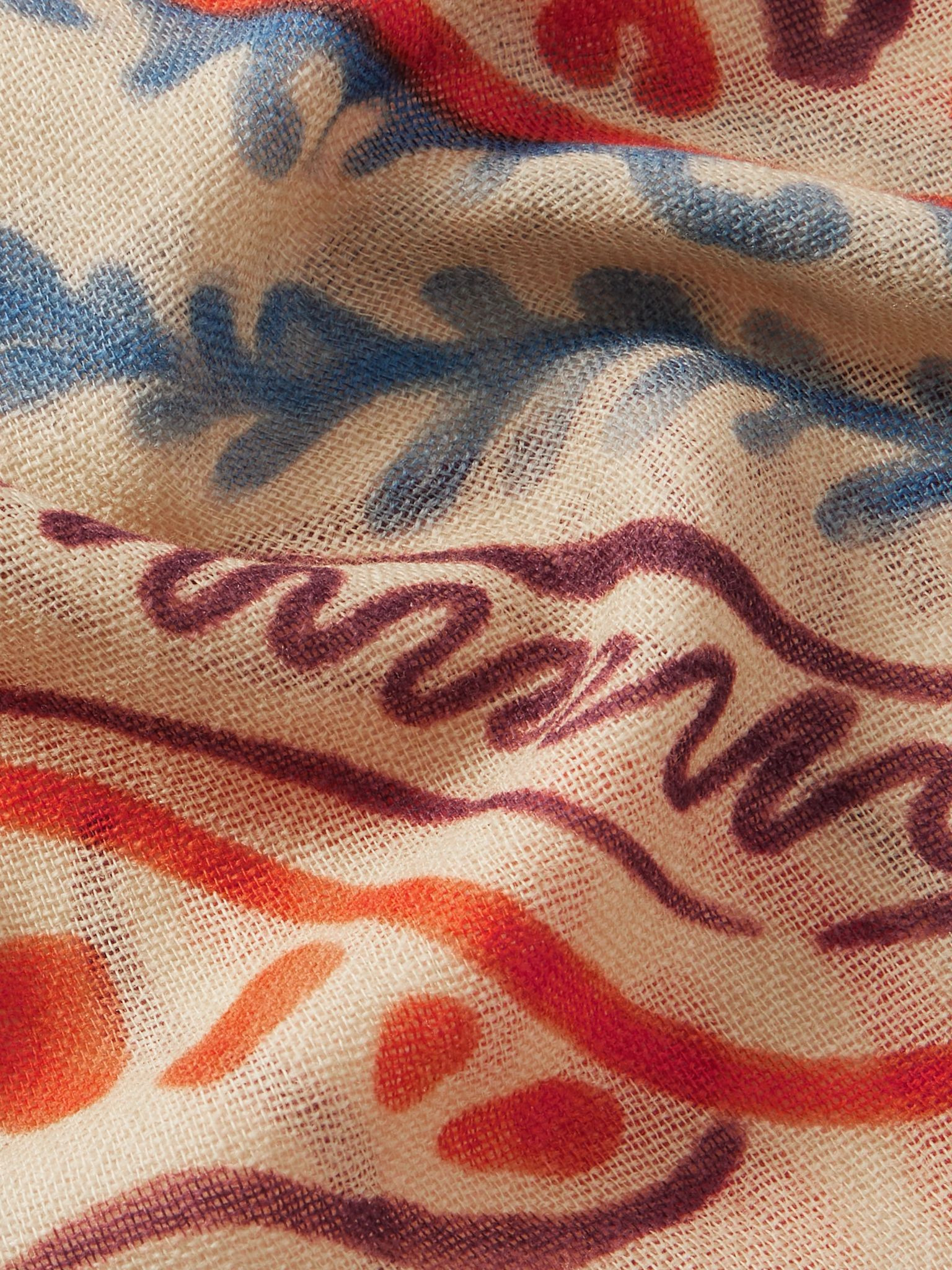 Bora Printed Virgin Wool Scarf Orange - 3