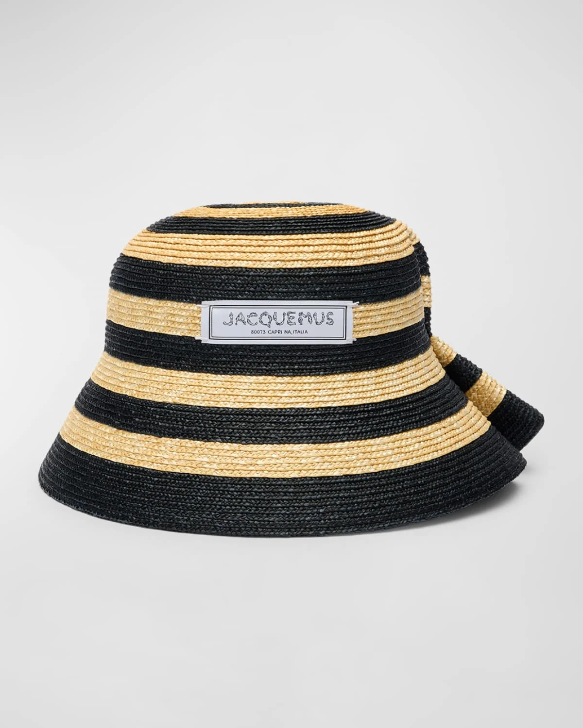 La Chapeau Vela Striped Raffia Bucket Hat - 1
