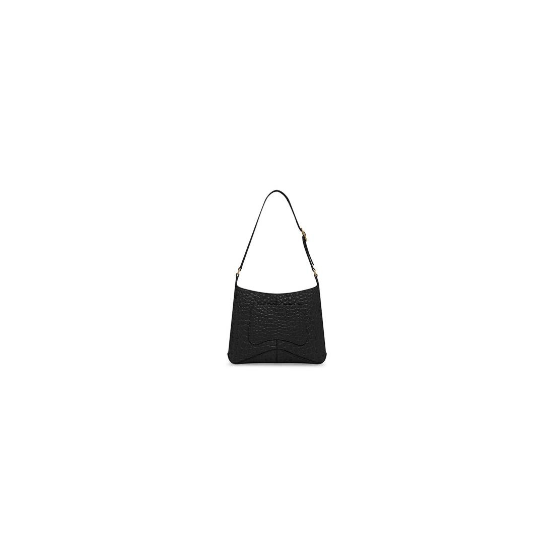 Women's Xx Small Hobo Bag Crocodile Embossed in Black - 4