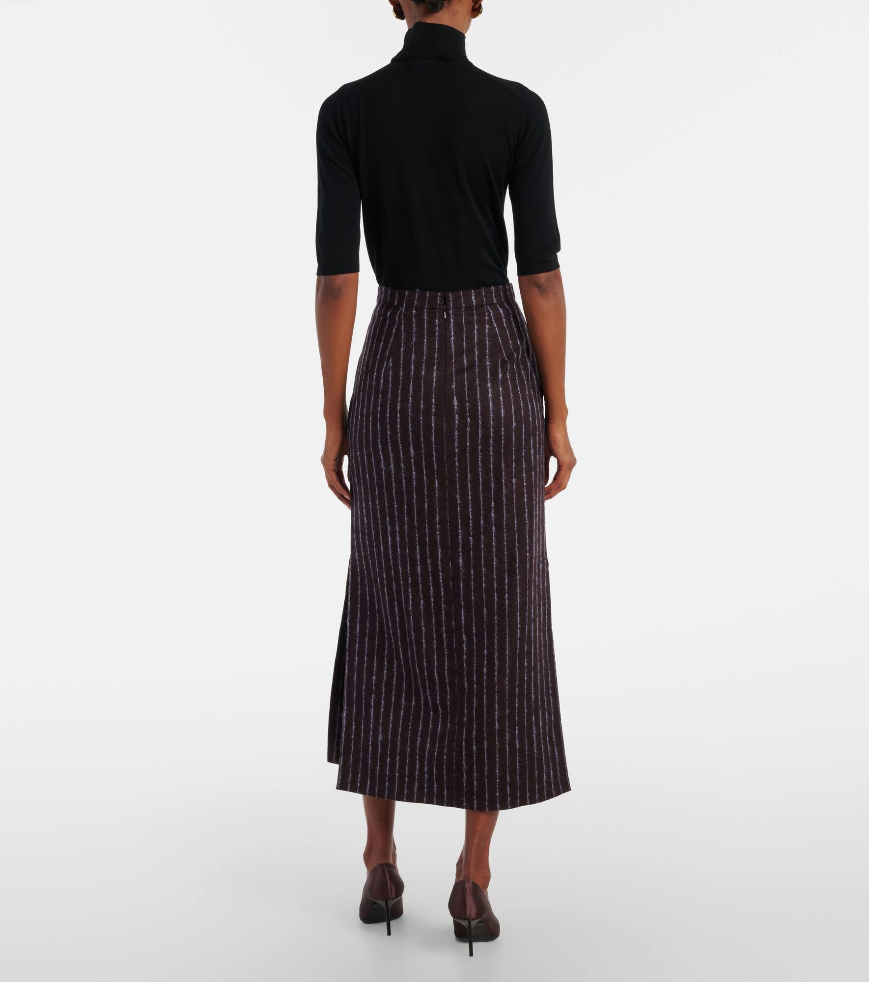 Pinstripe wool and mohair pencil skirt - 3