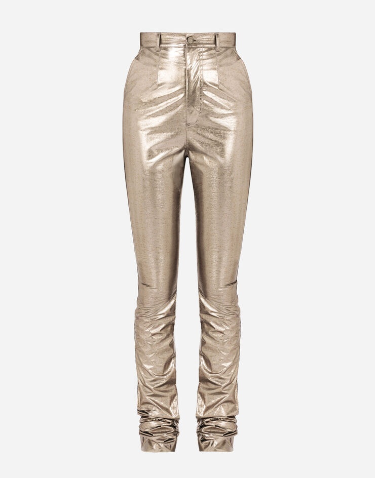 Foiled fabric pants with draping - 3