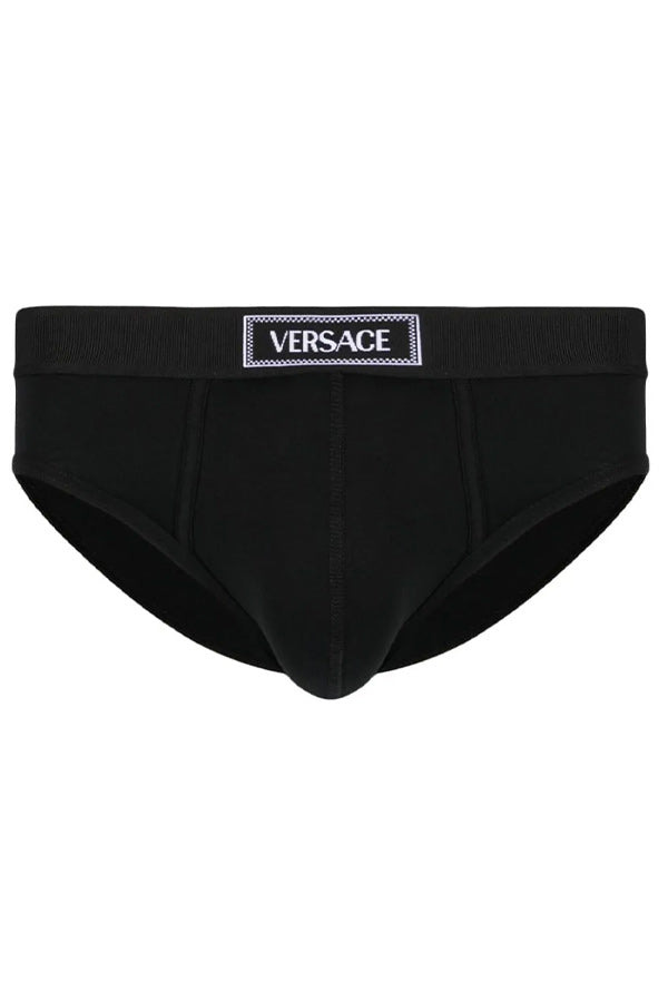 90S VERSACE LOGO-WAISTBAND STRETCHED BRIEFS - 1