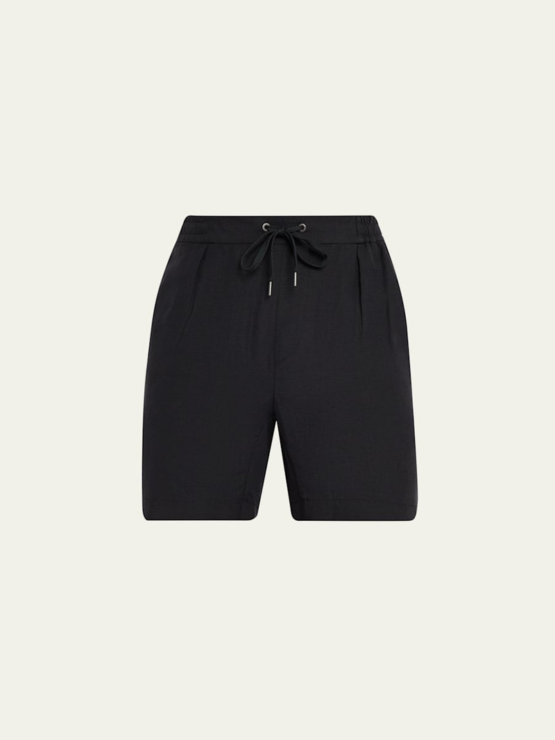 Men's Silk and Linen Double-Pleated Drawstring Shorts 1