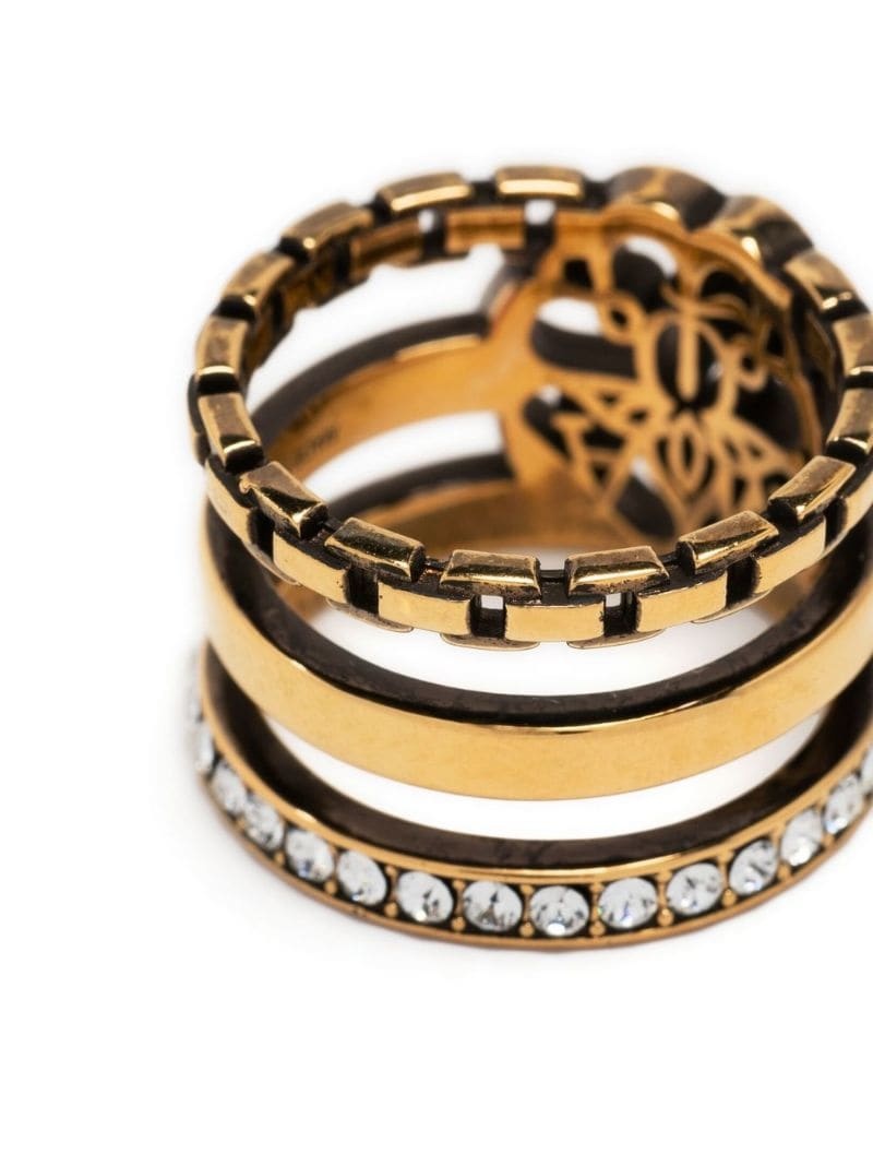multi-band crystal-embellished ring - 3