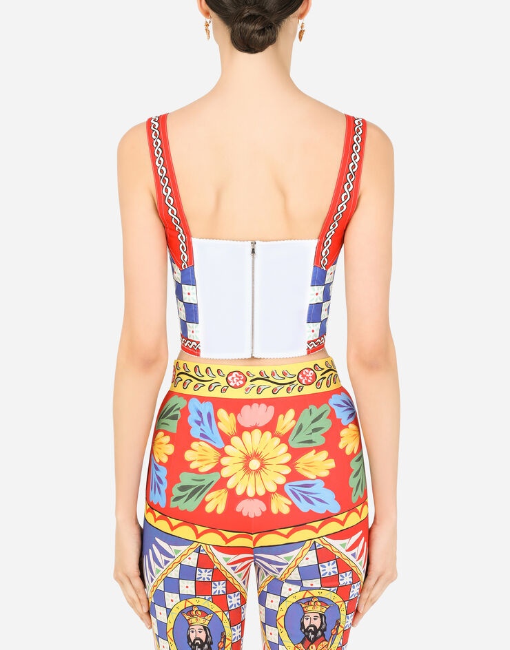 Carretto-print charmeuse bustier top - 2