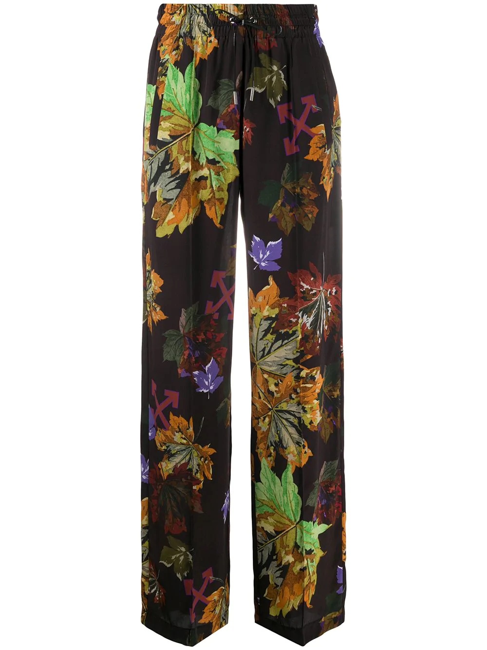 Arrows leaf-print wide-leg trousers - 1