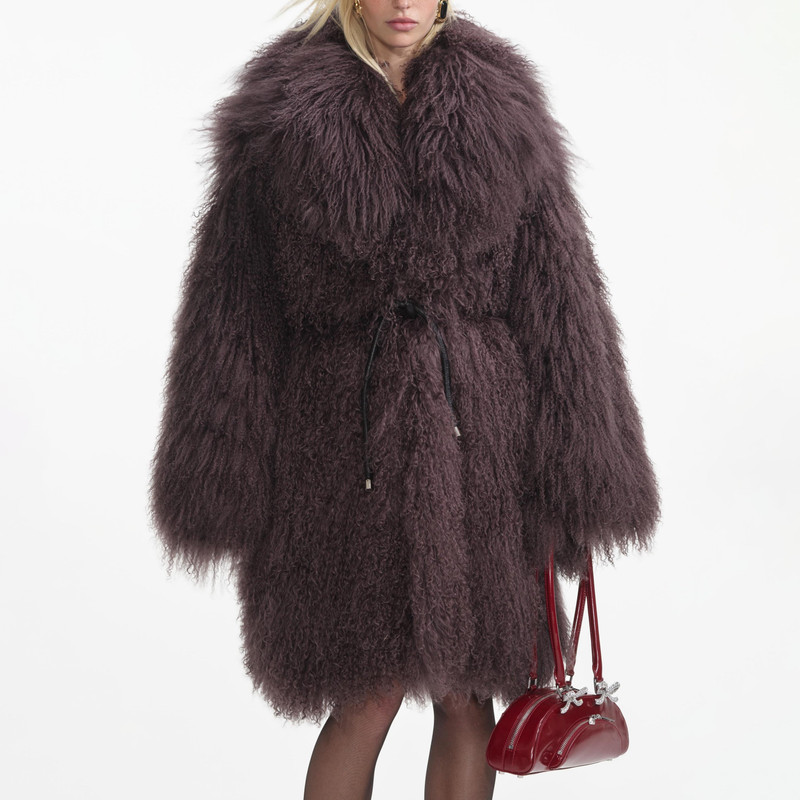 Dark Brown Shearling Coat 4