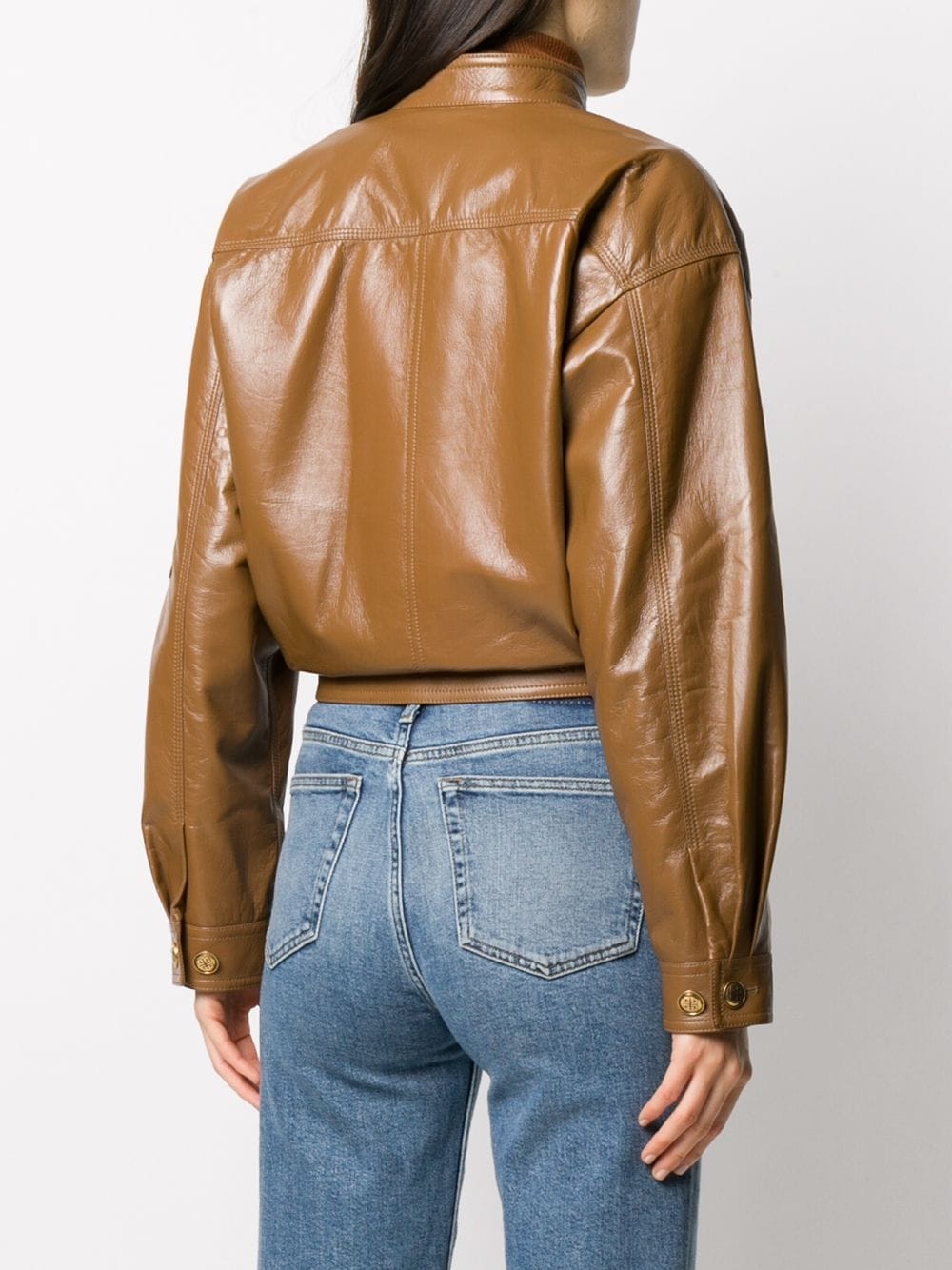 cropped lambskin jacket - 4