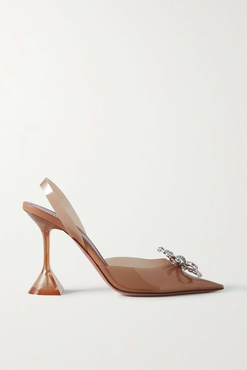 Rosie crystal-embellished mirrored-leather slingback pumps - 1