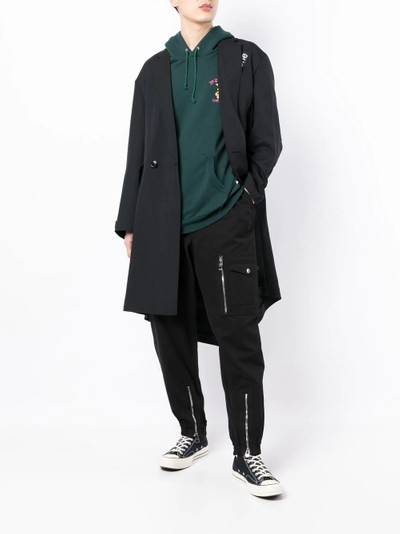 WTAPS slogan-print double-breasted coat outlook