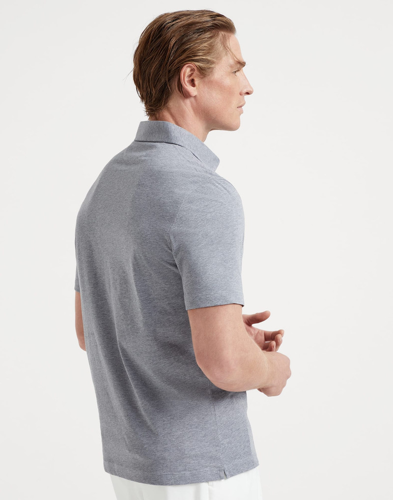 Brunello Cucinelli Cotton jersey polo with shirt-style collar outlook
