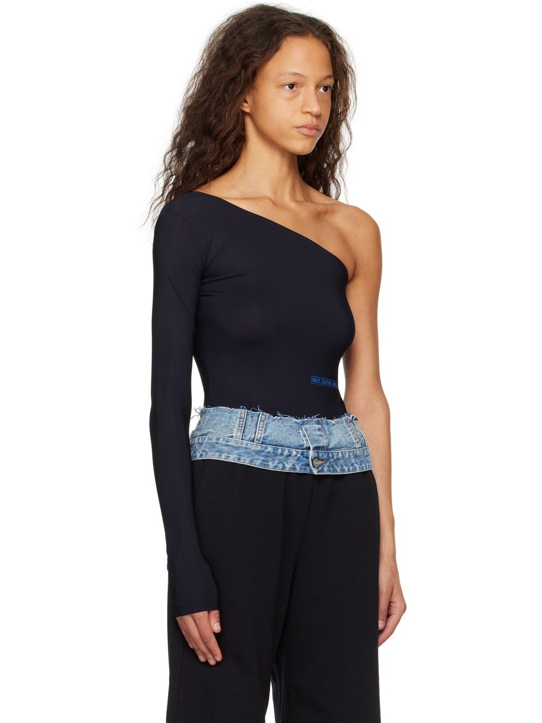 Black Single-Shoulder Bodysuit - 2