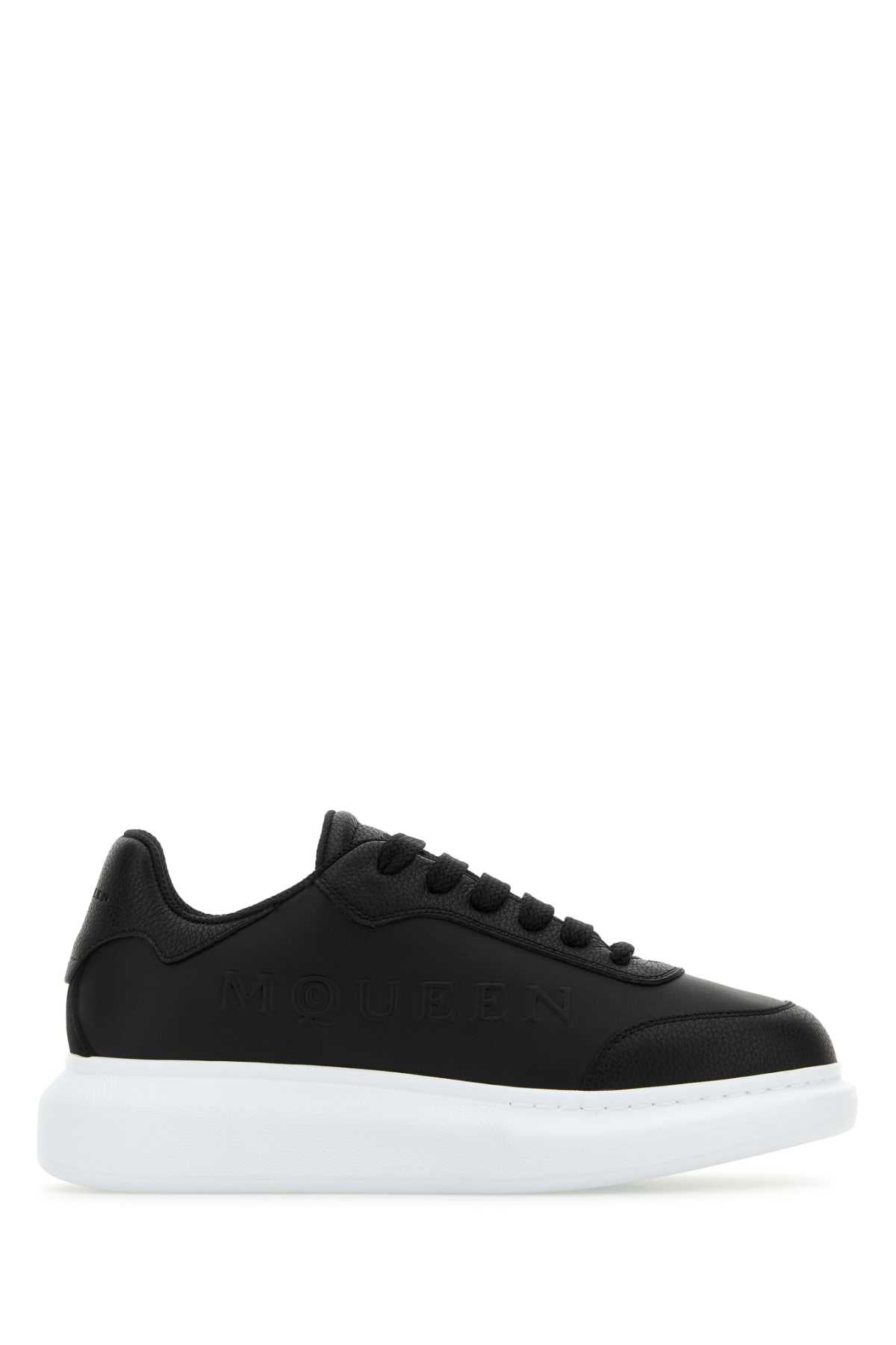 Alexander Mcqueen Women Black Leather Sneakers With Black Leather Heel - 1