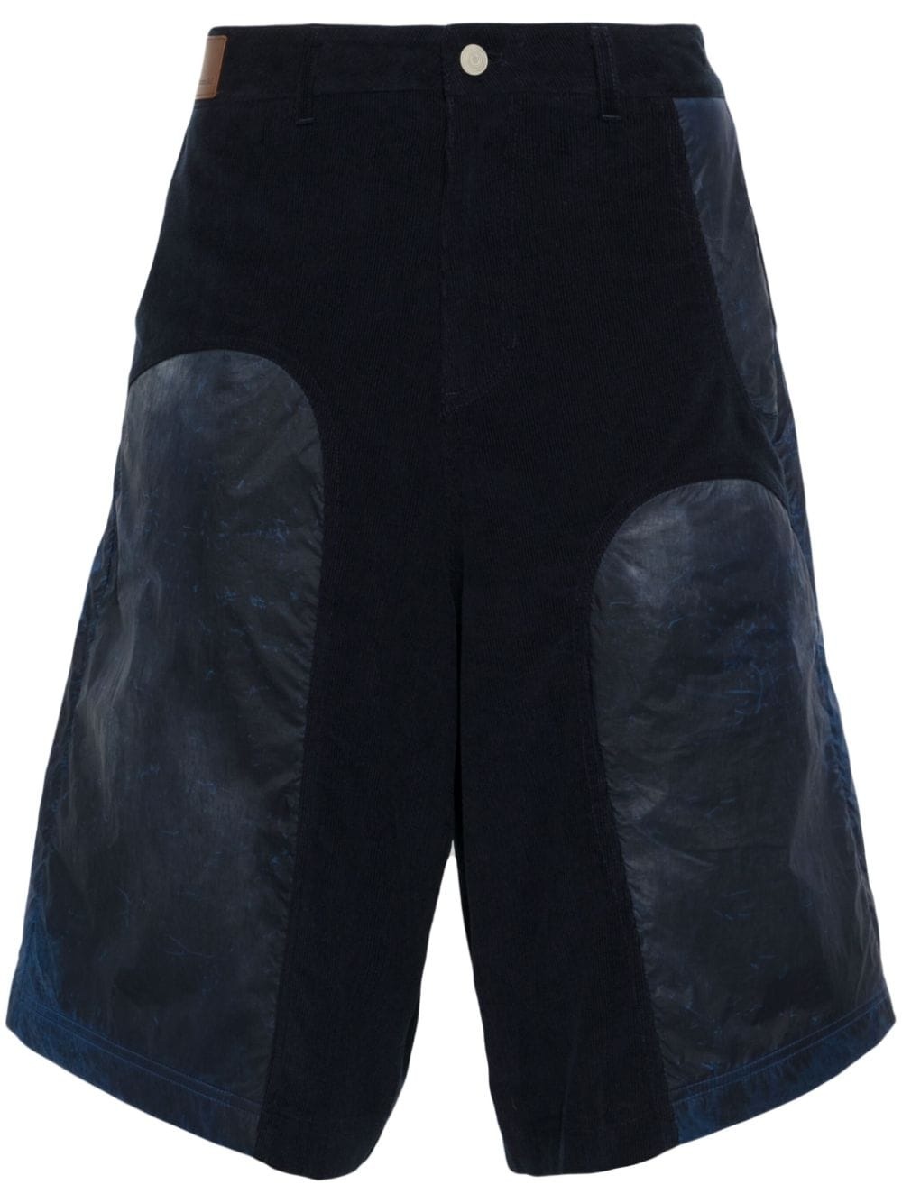 corduroy panelled high-waisted shorts - 1