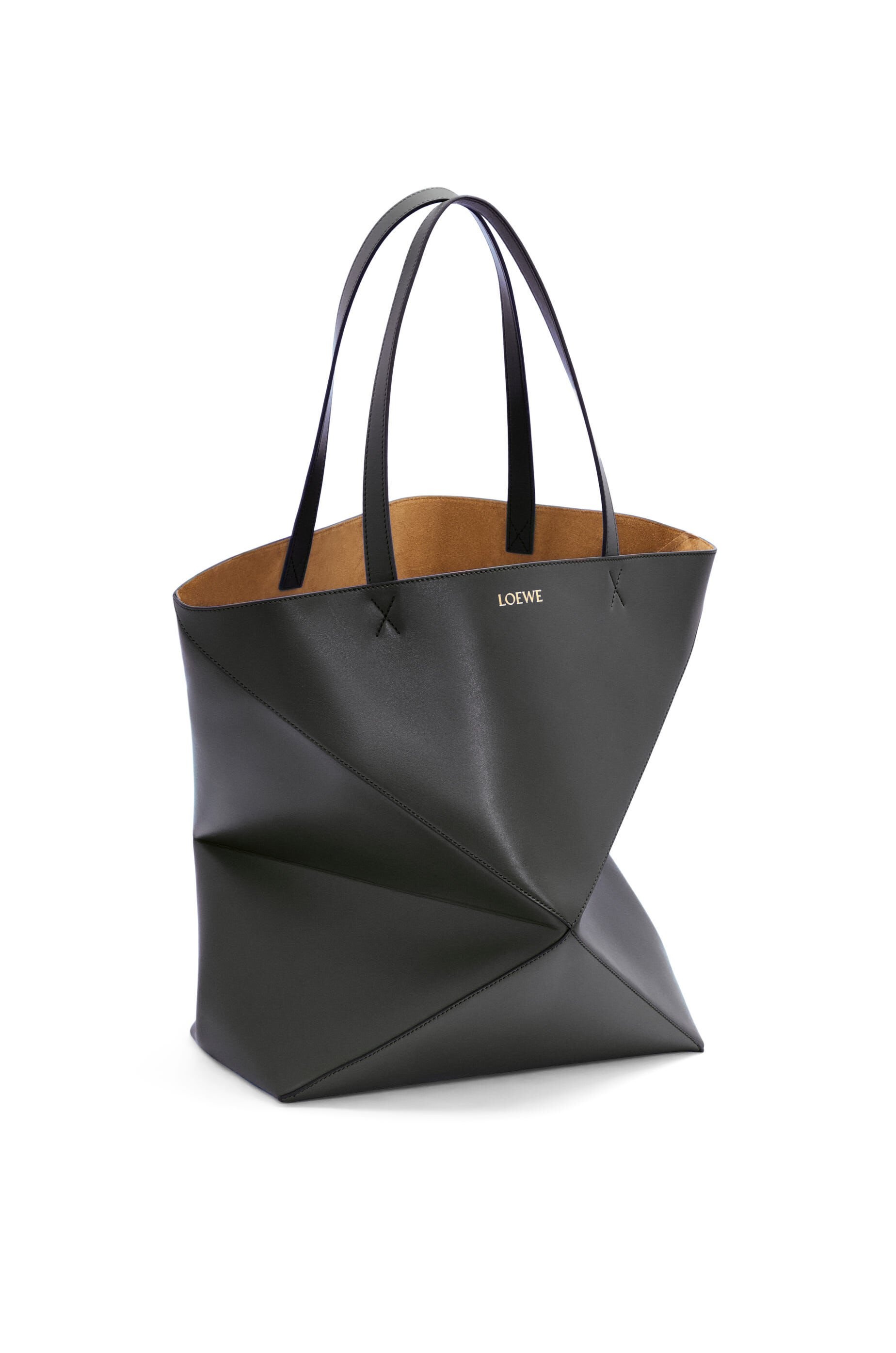 Large Puzzle Fold Tote in shiny calfskin - 3