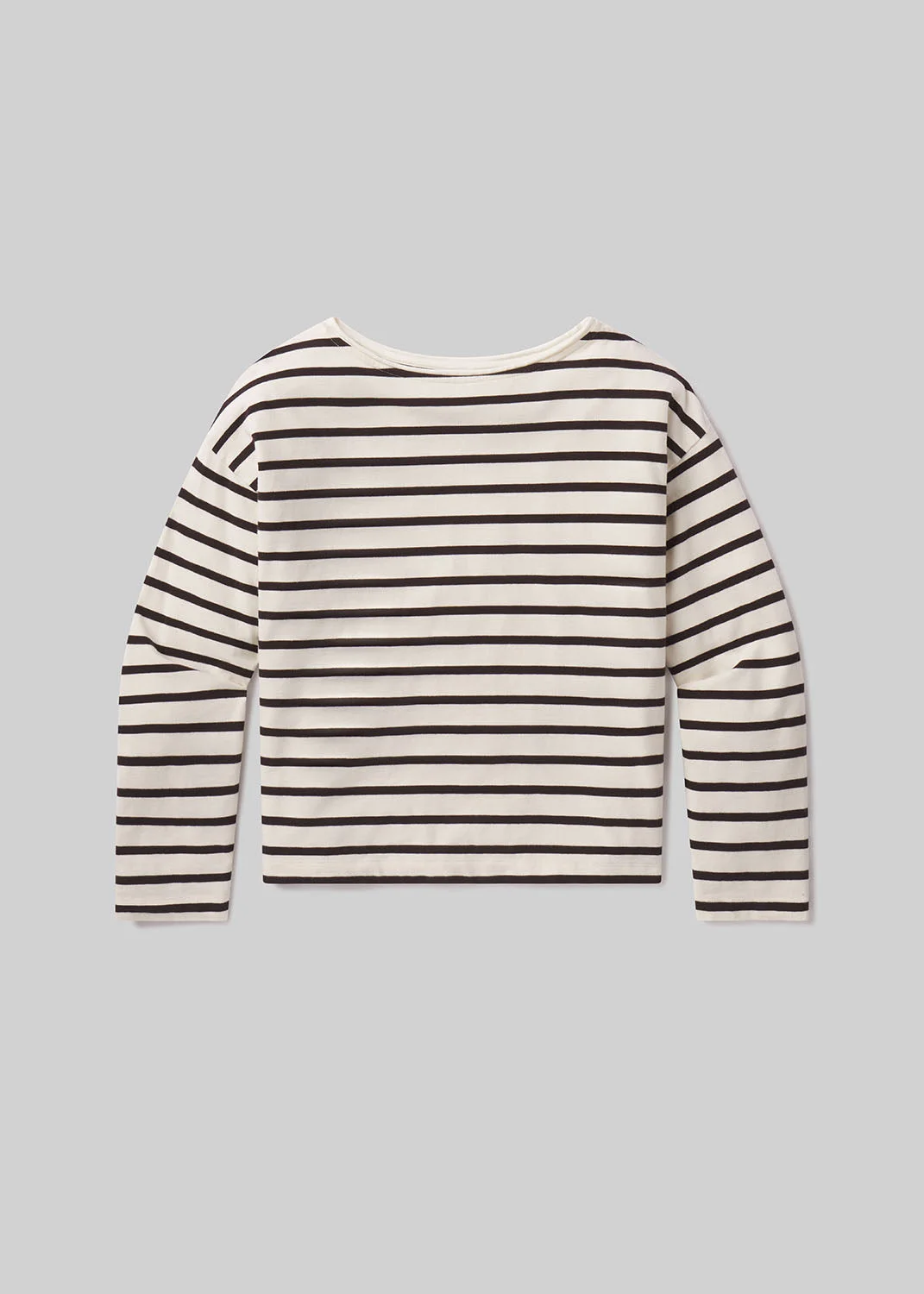 Boat Neck Long Sleeve In Chocolate Stripe - 1