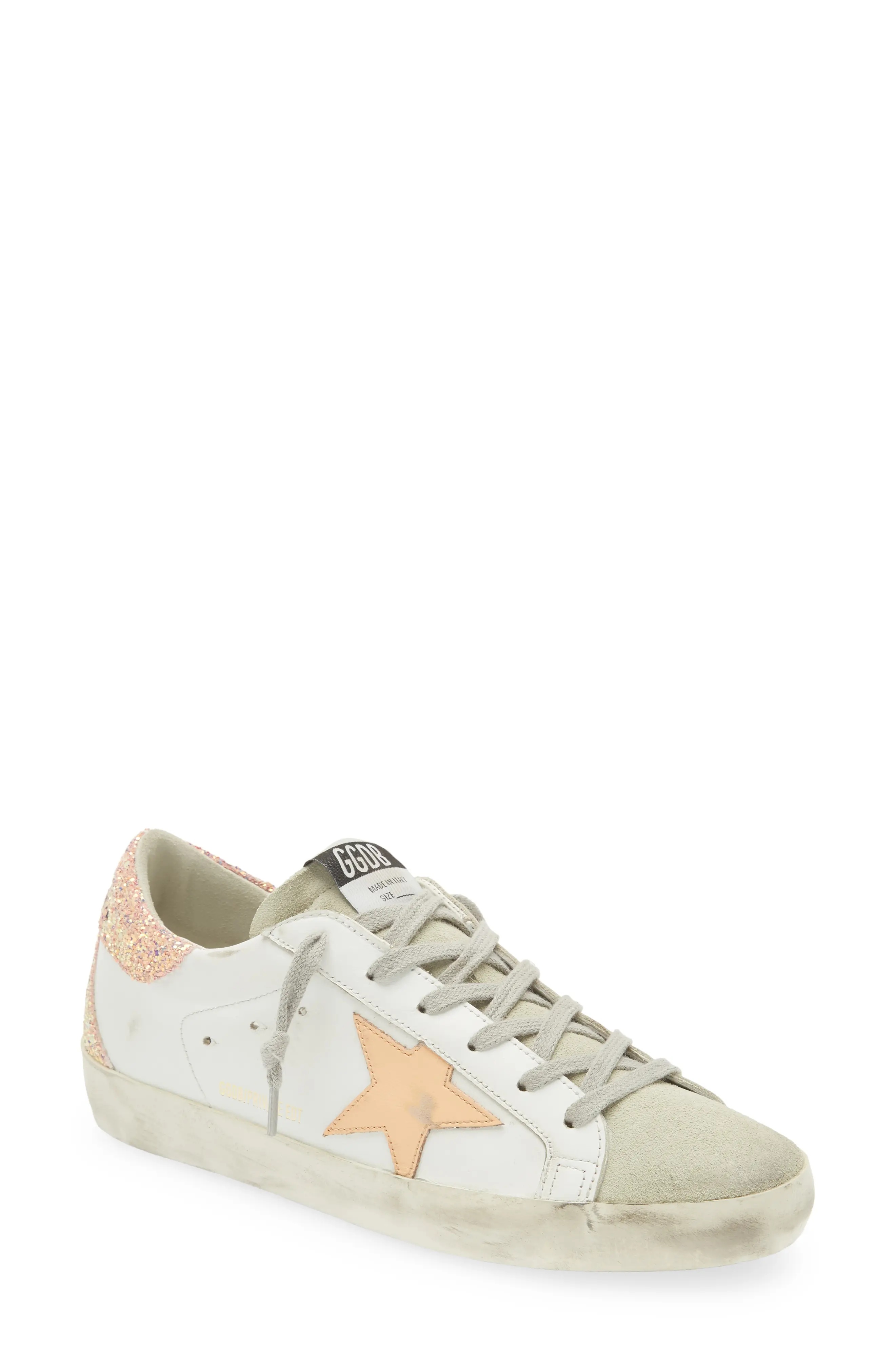 Super-Star Low Top Sneaker in White/Peach - 1