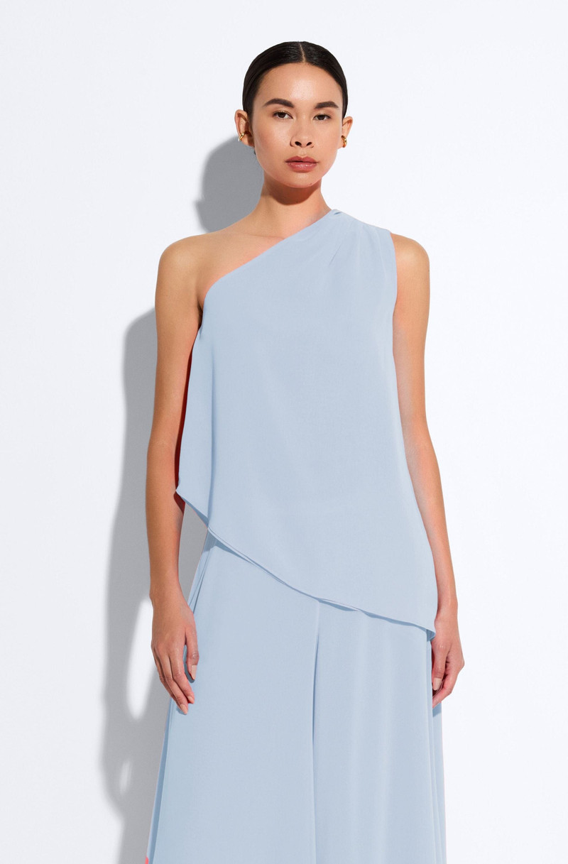 LAPOINTE Lightweight Georgette One Shoulder Top outlook