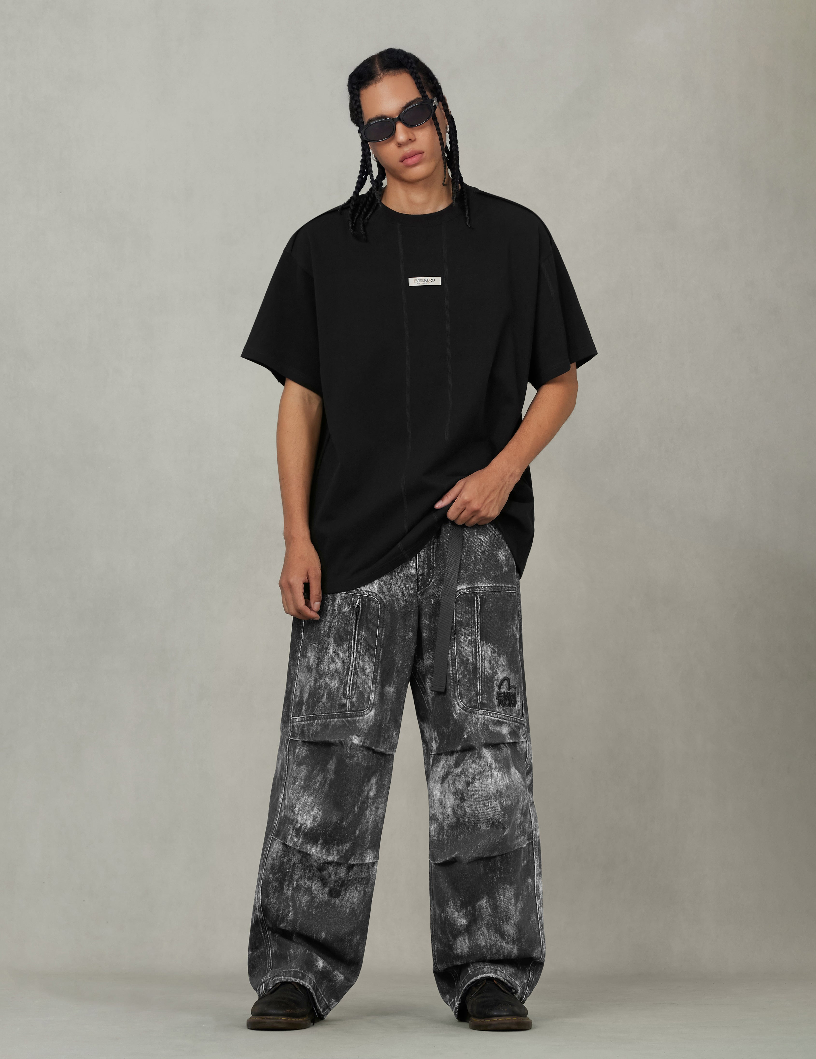 Allover Hand-painted Pattern Print Regular Fit Pants - 7