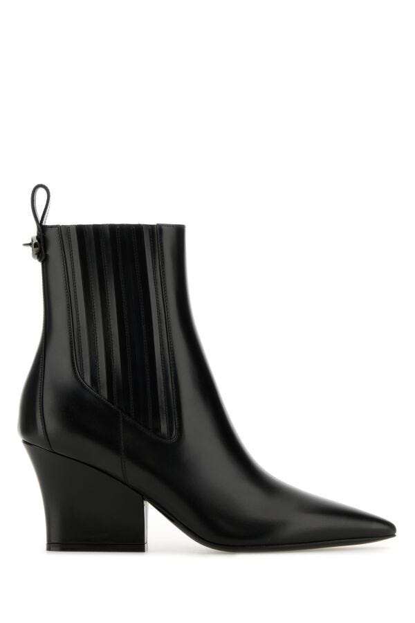 Black leather VLogo Lockette ankle boots - 1