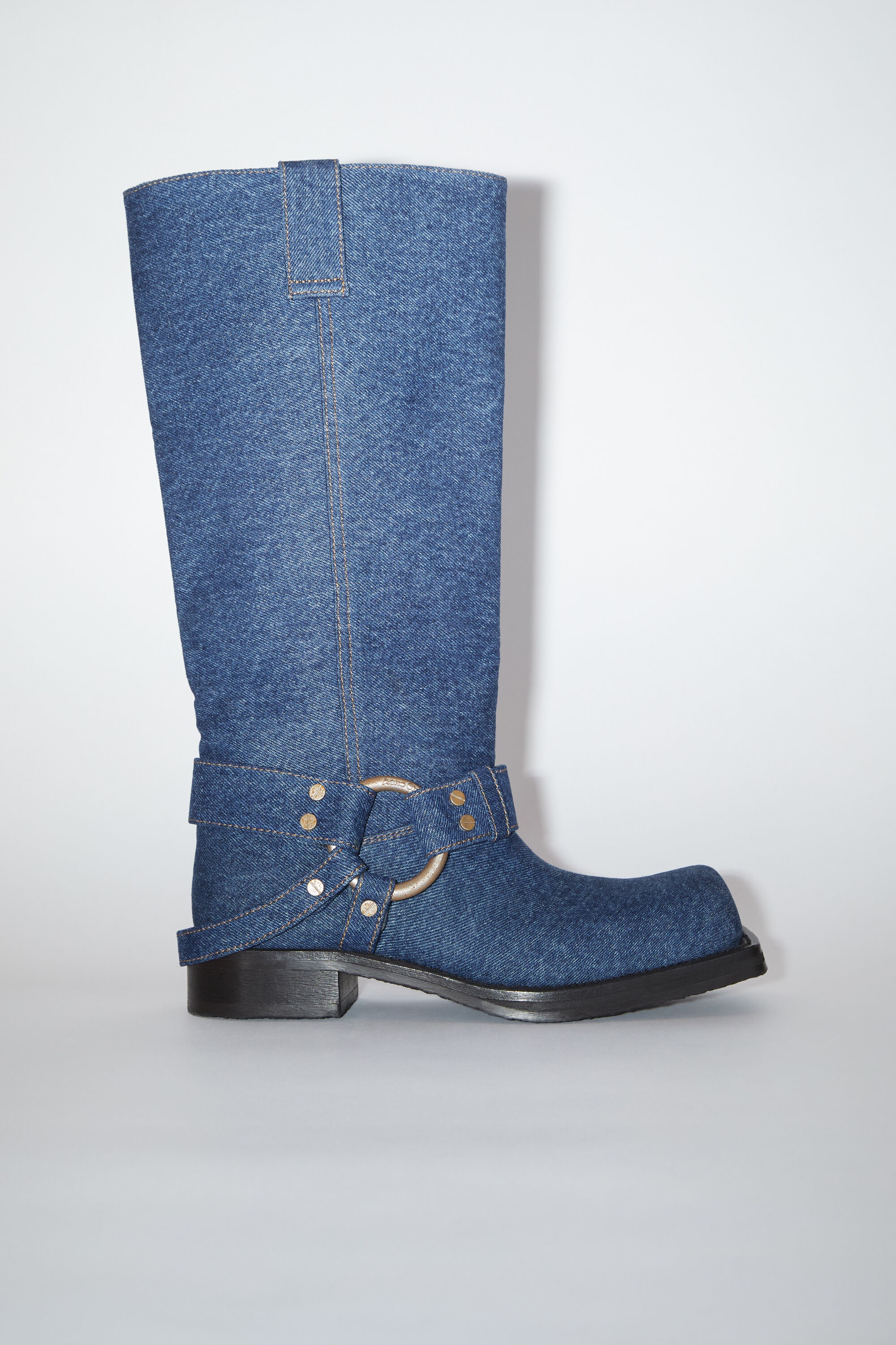Denim buckle boots - Blue - 1