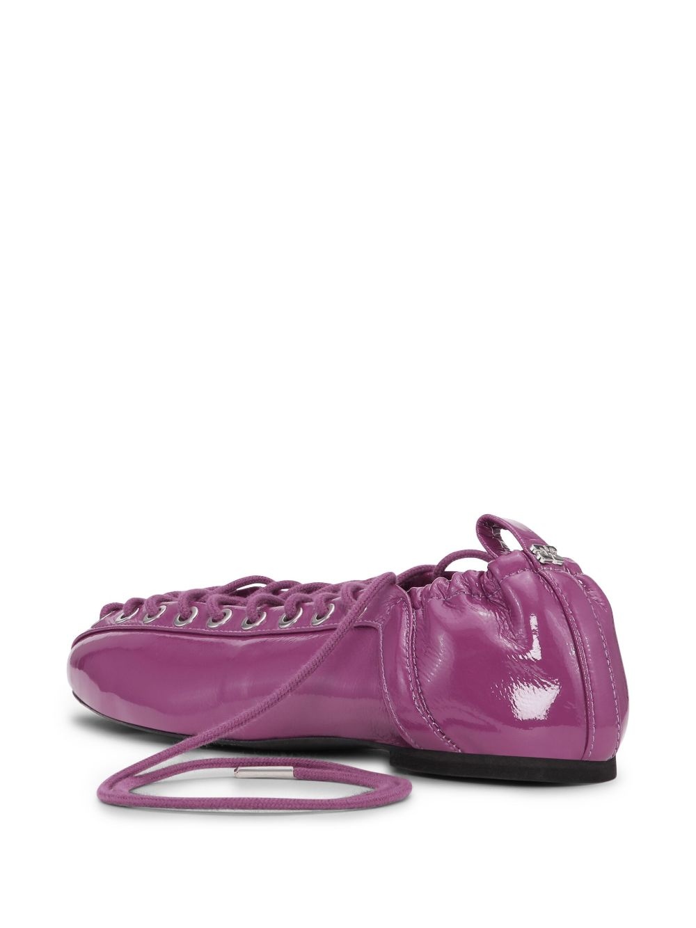 lace-up ballet flats - 3