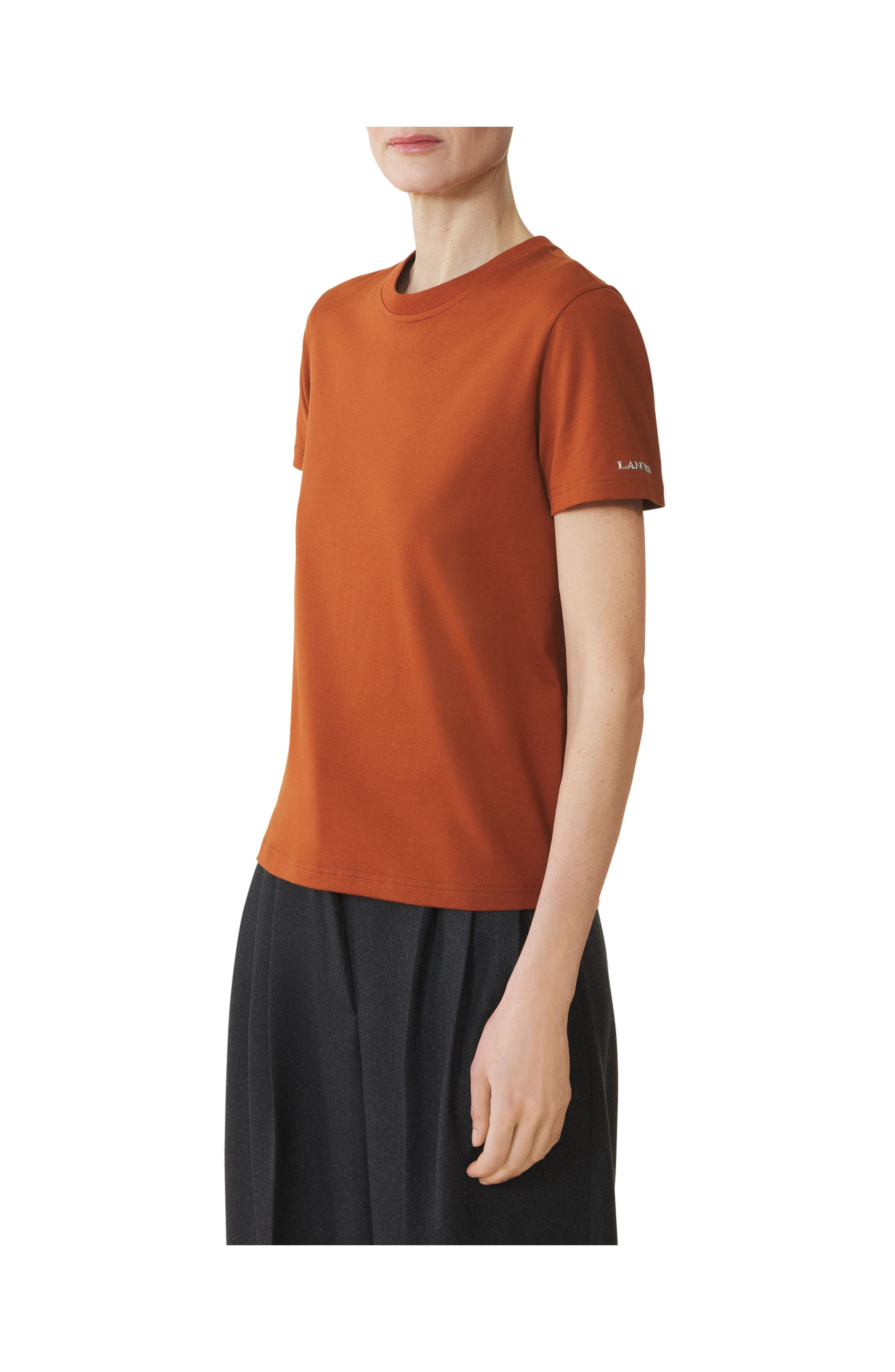 Lanvin Cotton T-Shirt With Ribbon Detail in Chestnuts at Nordstrom - 3