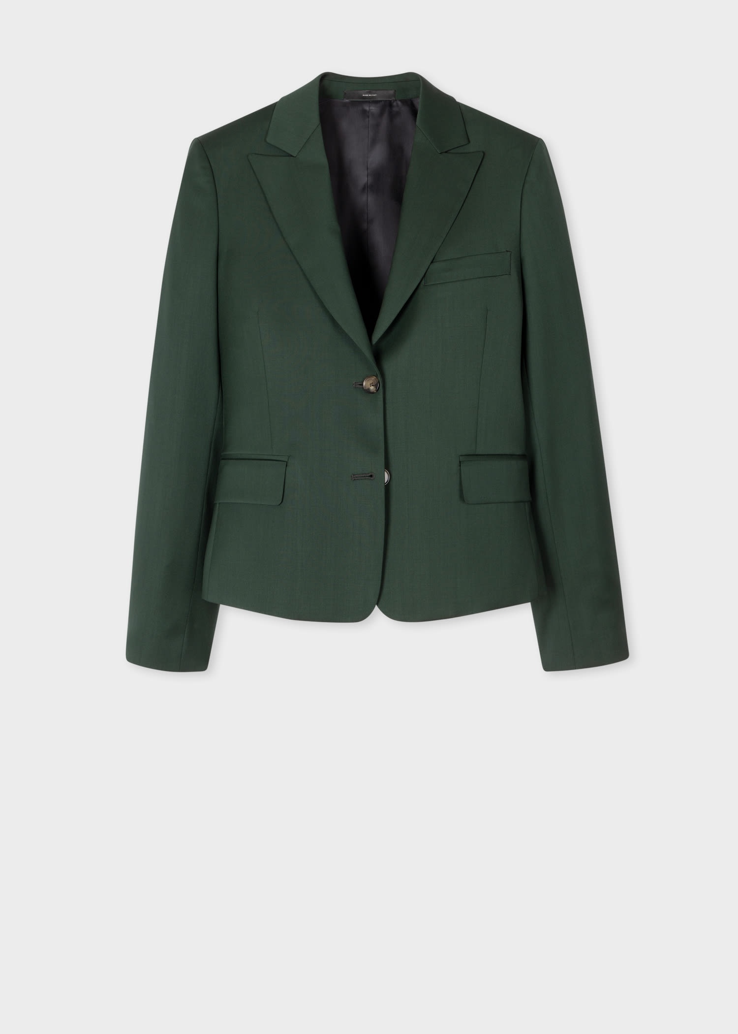 Dark Green Wool Twill Blazer - 1