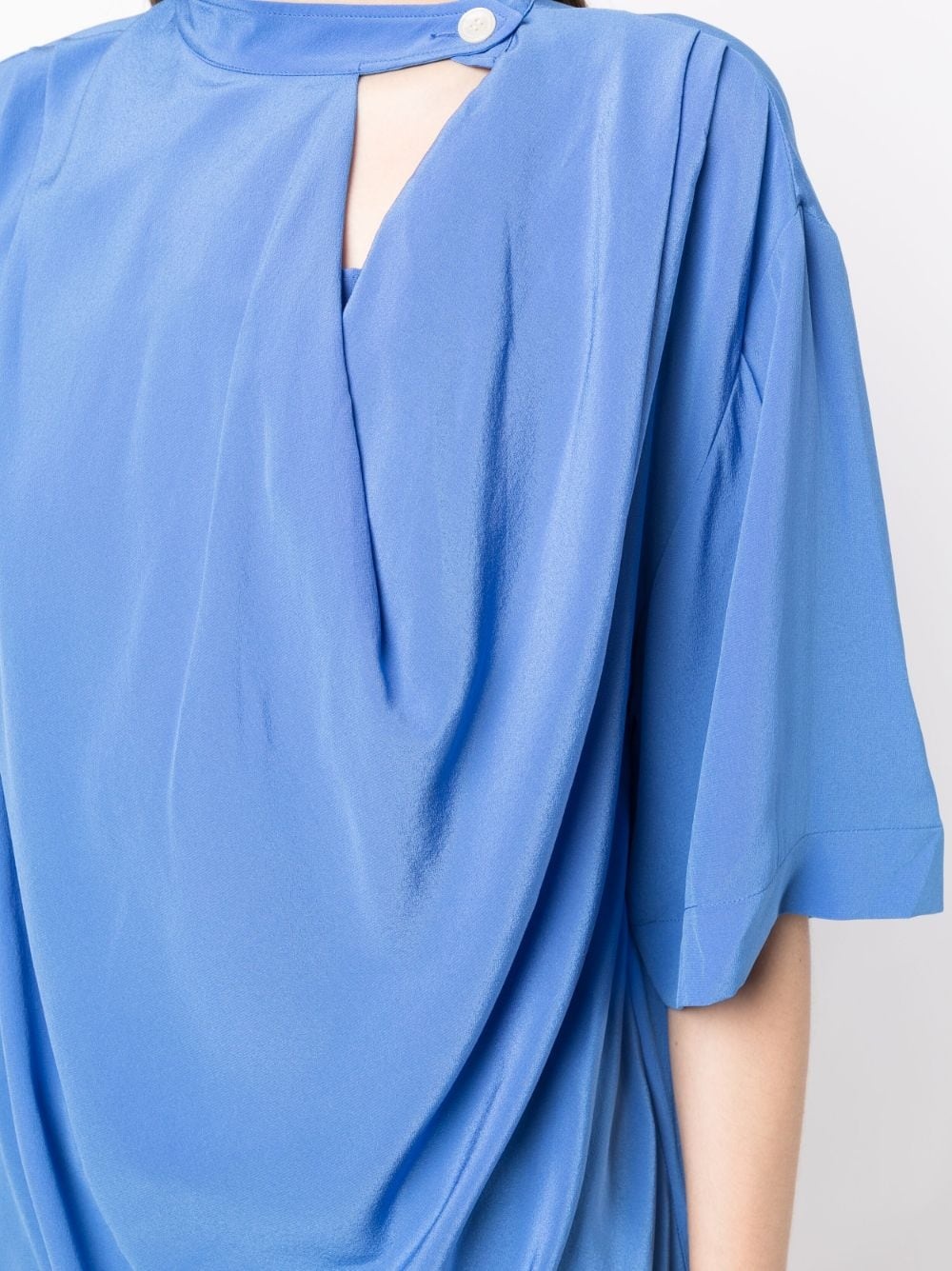 button-up draped silk blouse - 5
