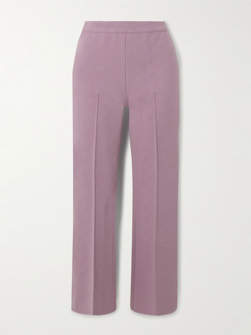 Cropped cotton-blend slim-leg pants Purple 1
