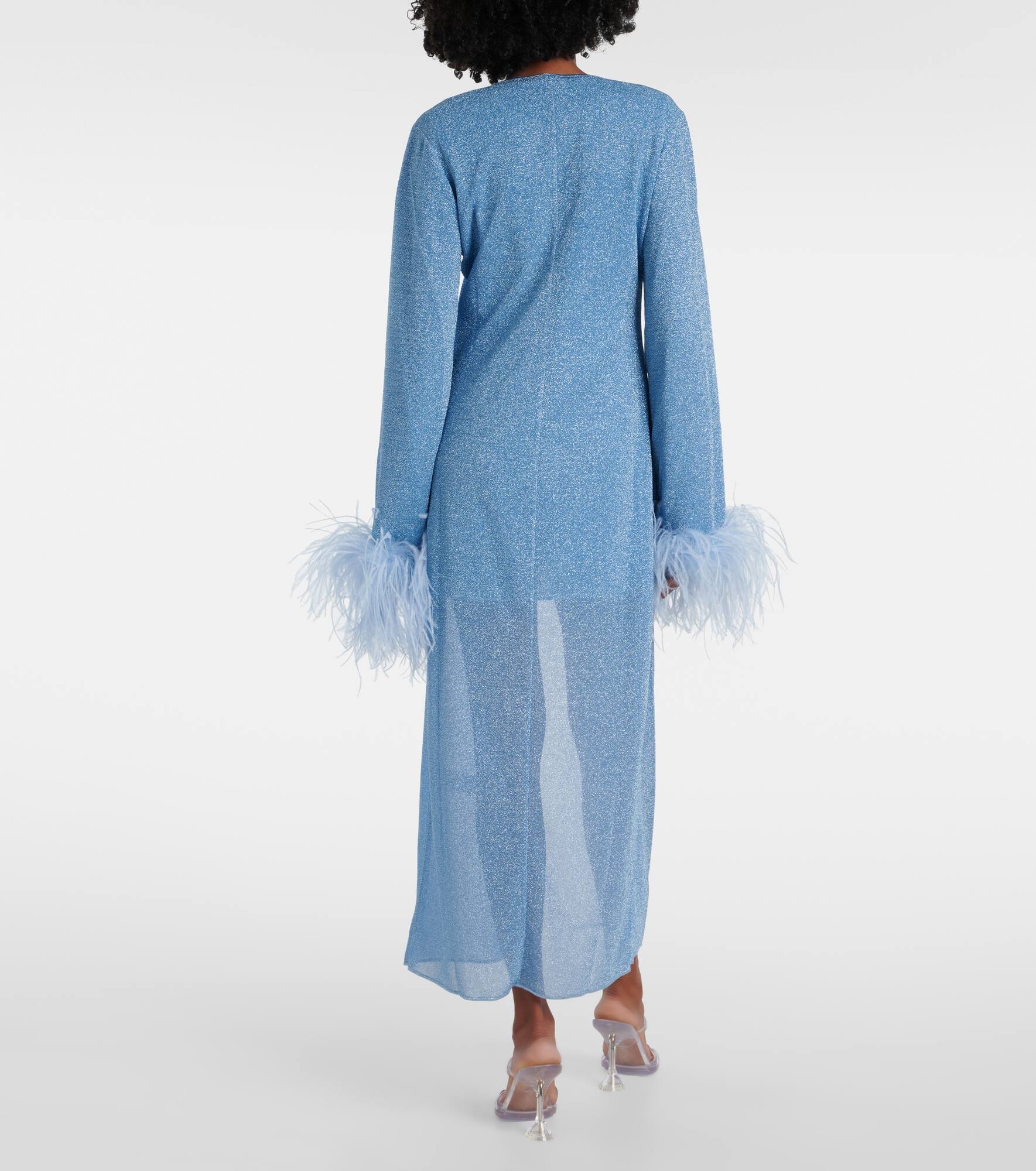 Lumière Plumage feather-trimmed robe - 3