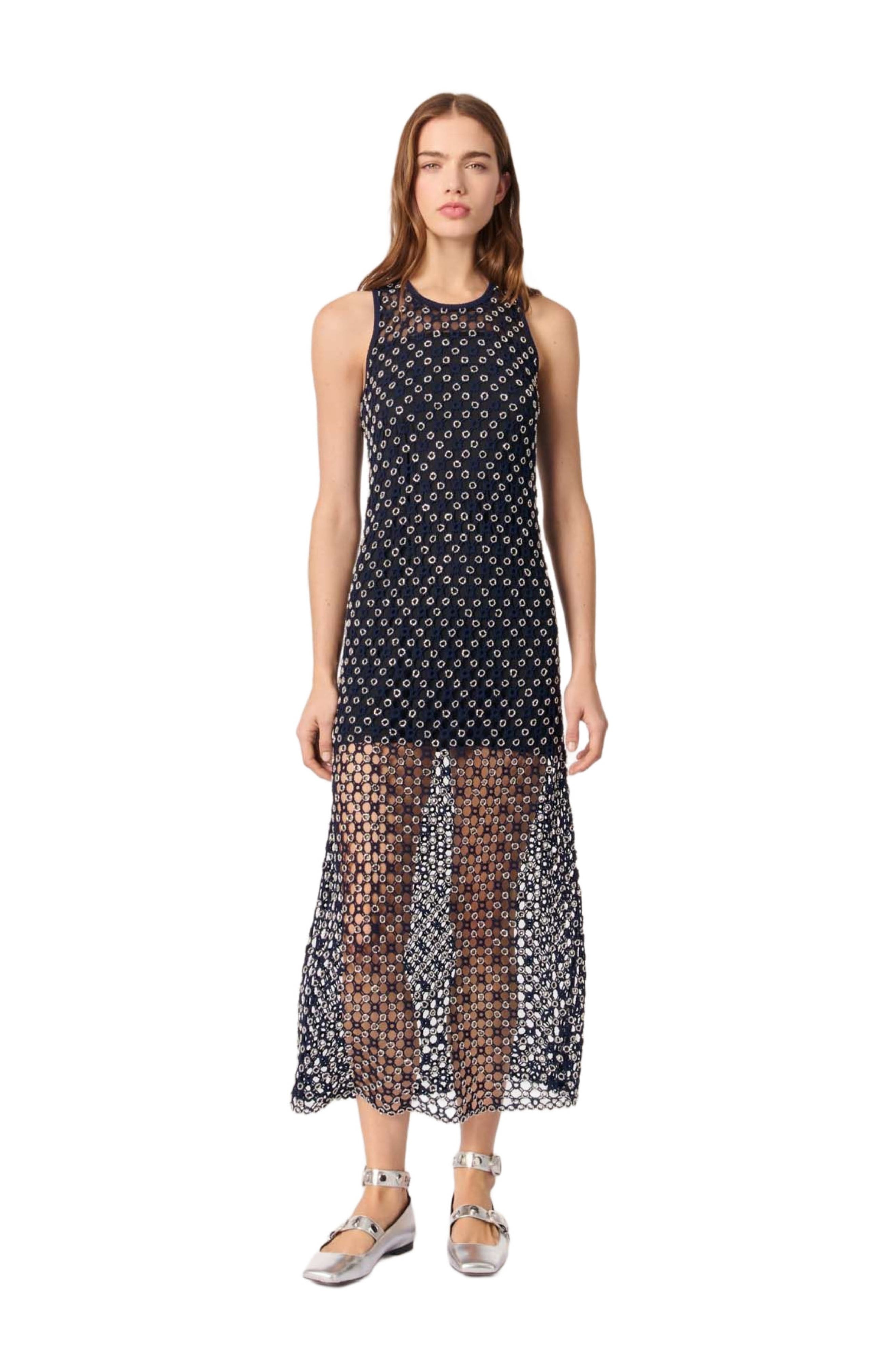 maje Beaded crochet maxi dress in Navy at Nordstrom - 1